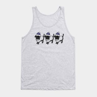 Three Cute Dogs Blue Hat Christmas Winter Sweater Tank Top